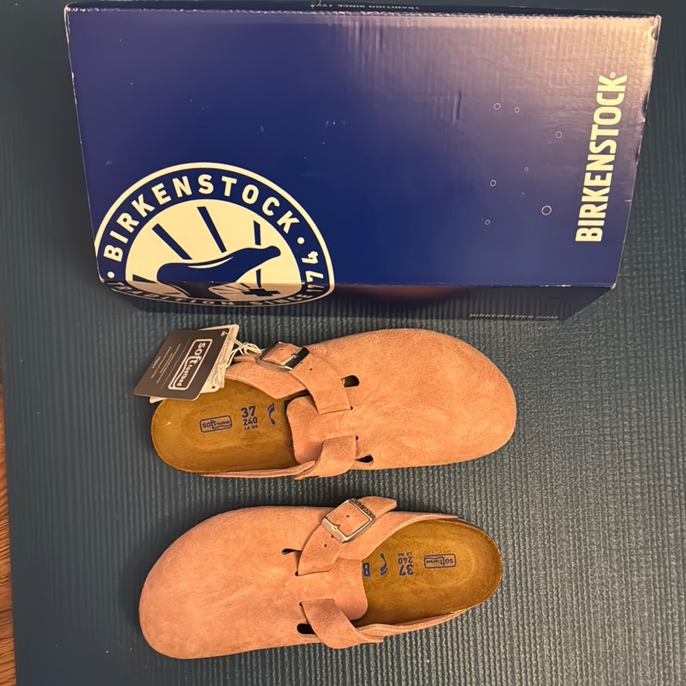 Birkenstock Pink Clay Suede Boston Clogs New With Tags